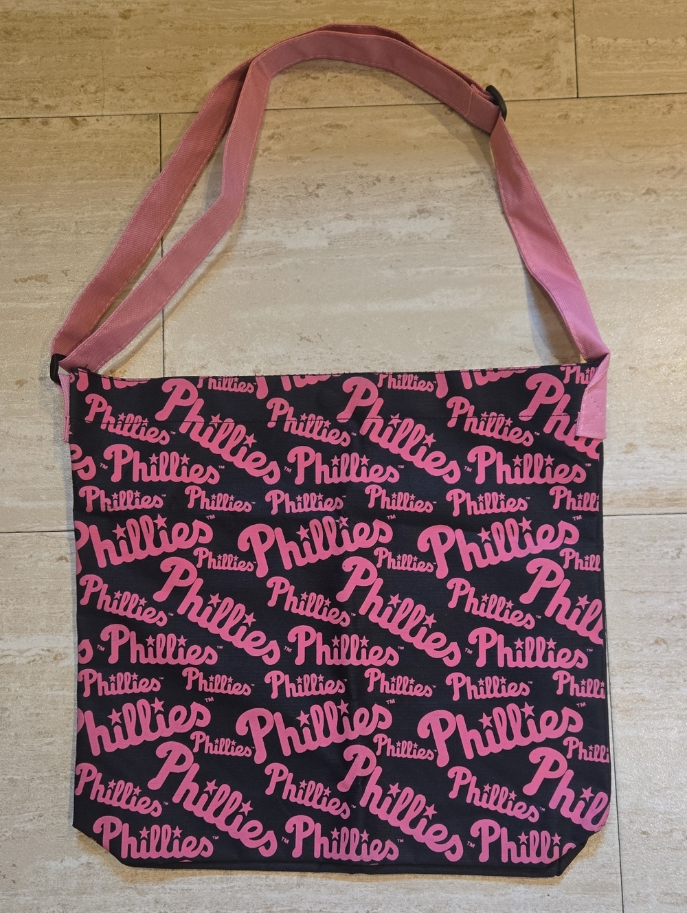 Philadelphia Phillies Black/Pink Crossbody Tote Bag